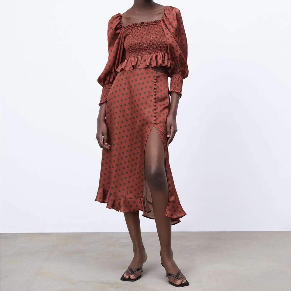Satin Effect Polka Dot Top